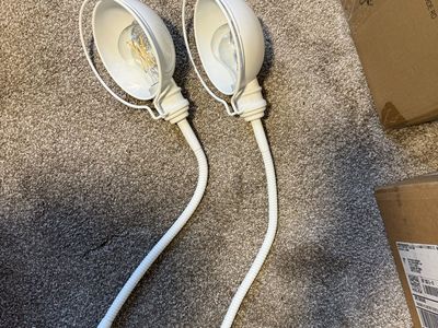 Set of 2 White Clip-On Gooseneck Desk Lamps with LED Bulbs