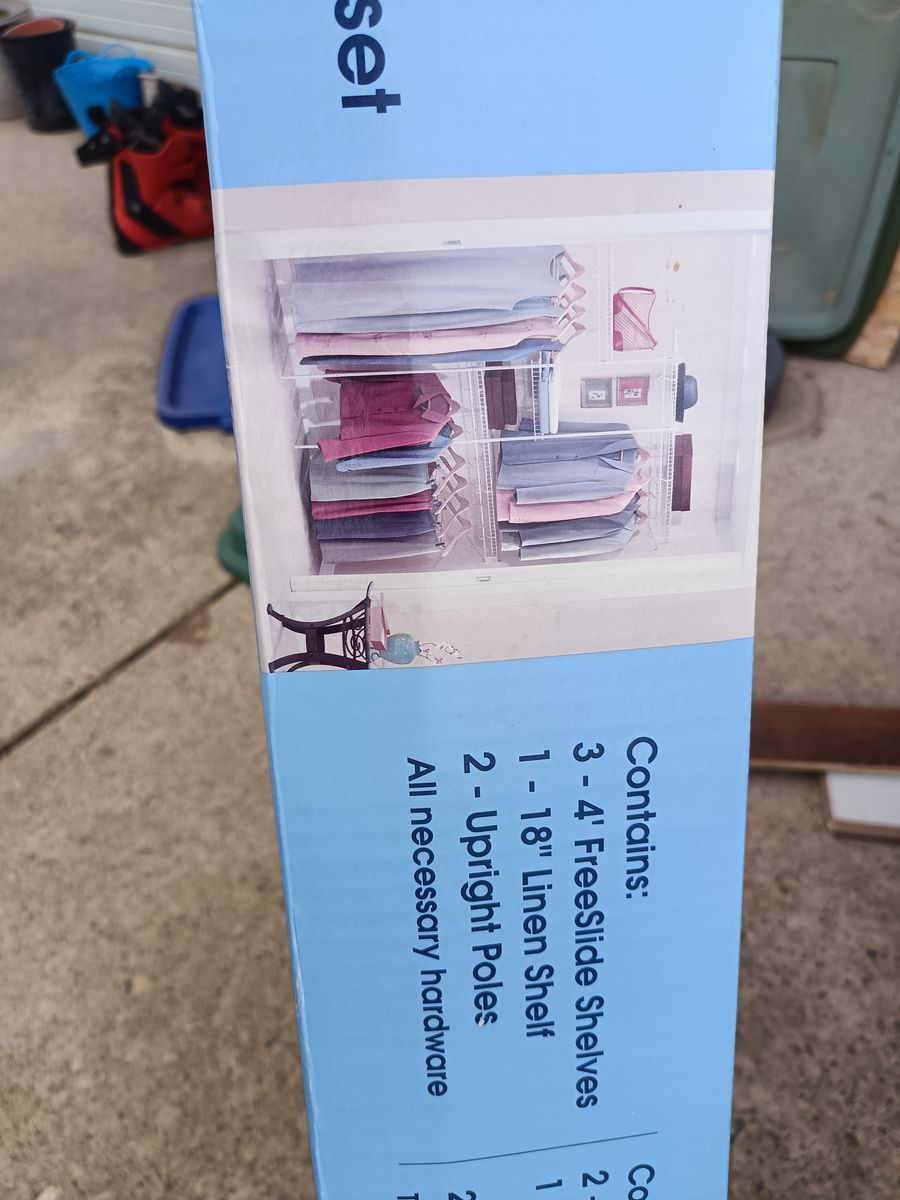 New in box Rubbermaid closet organizer.