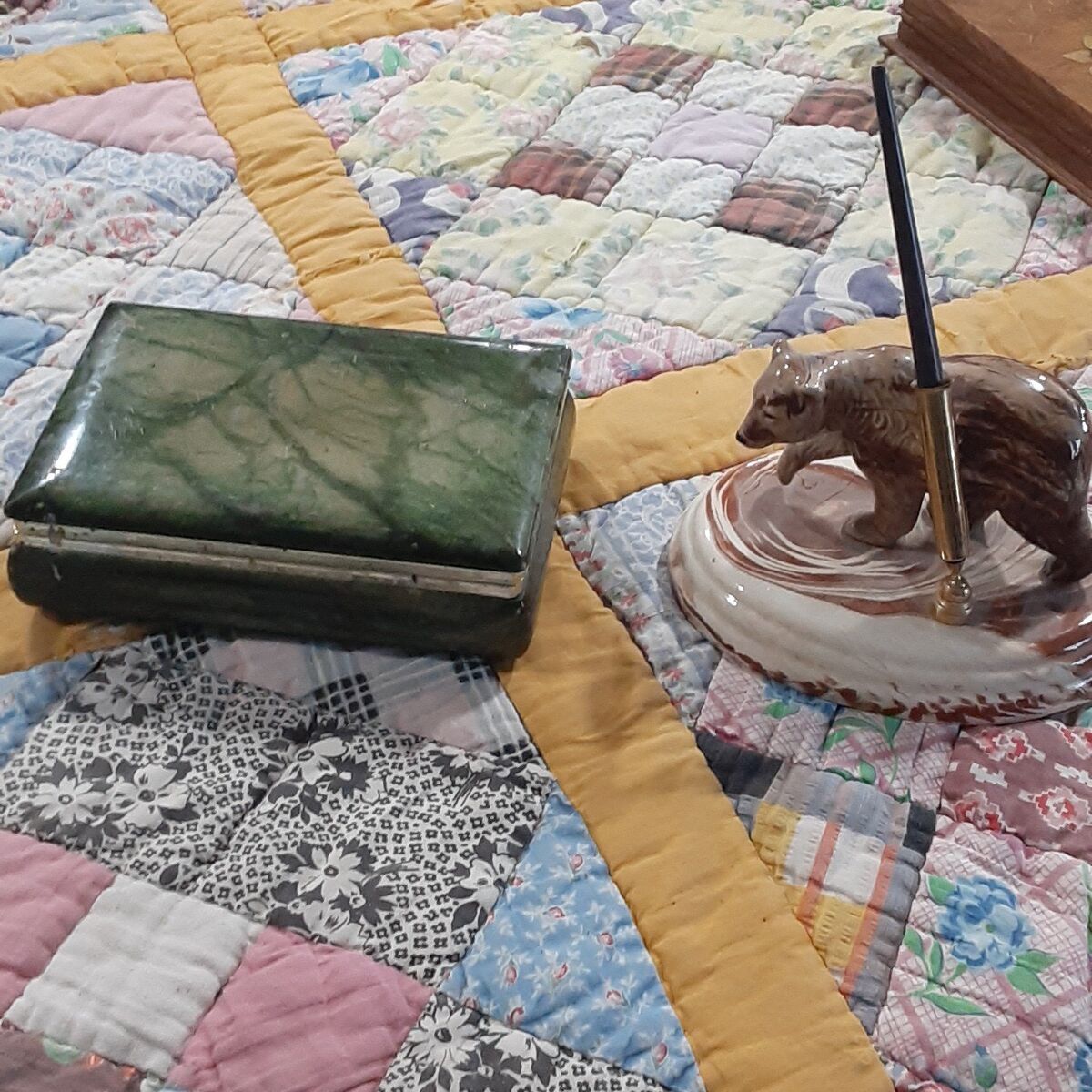 Alabaster box and Bear penholder/posted for a frie