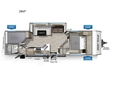 2026 Forest River RV Cherokee Grey Wolf 26KF Travel Trailer Bunkhouse|Front Bedroom|Outdoor Kitchen|Two Entry/Exit Doors|U