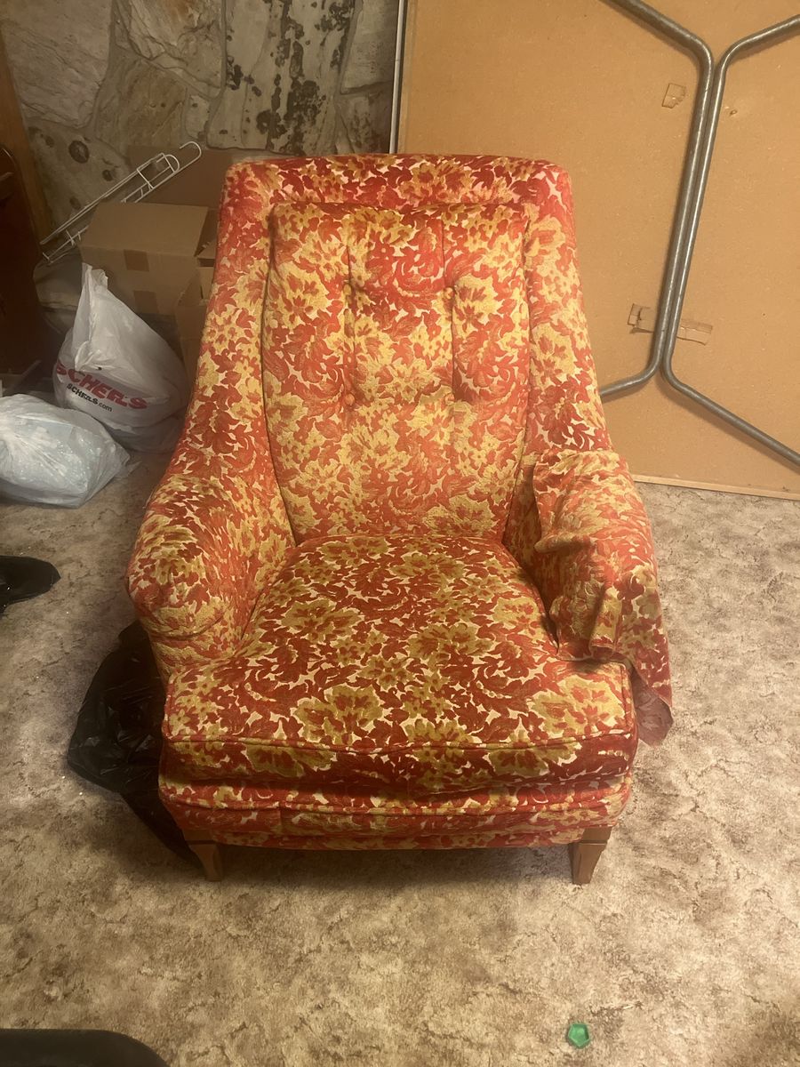 Vintage Vintage Floral Armchair Upholstered High-Back Accent Chair