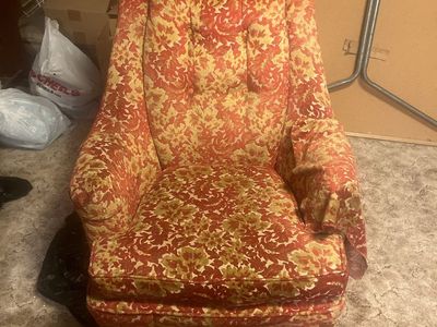 Vintage Vintage Floral Armchair Upholstered High-Back Accent Chair