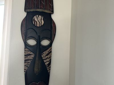 Large Hand-Carved Tribal Style Wall Mask