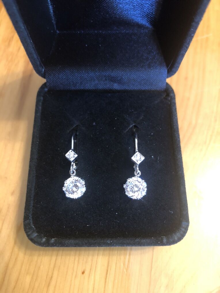 Sterling Silver And Simulated Diamond Earrings