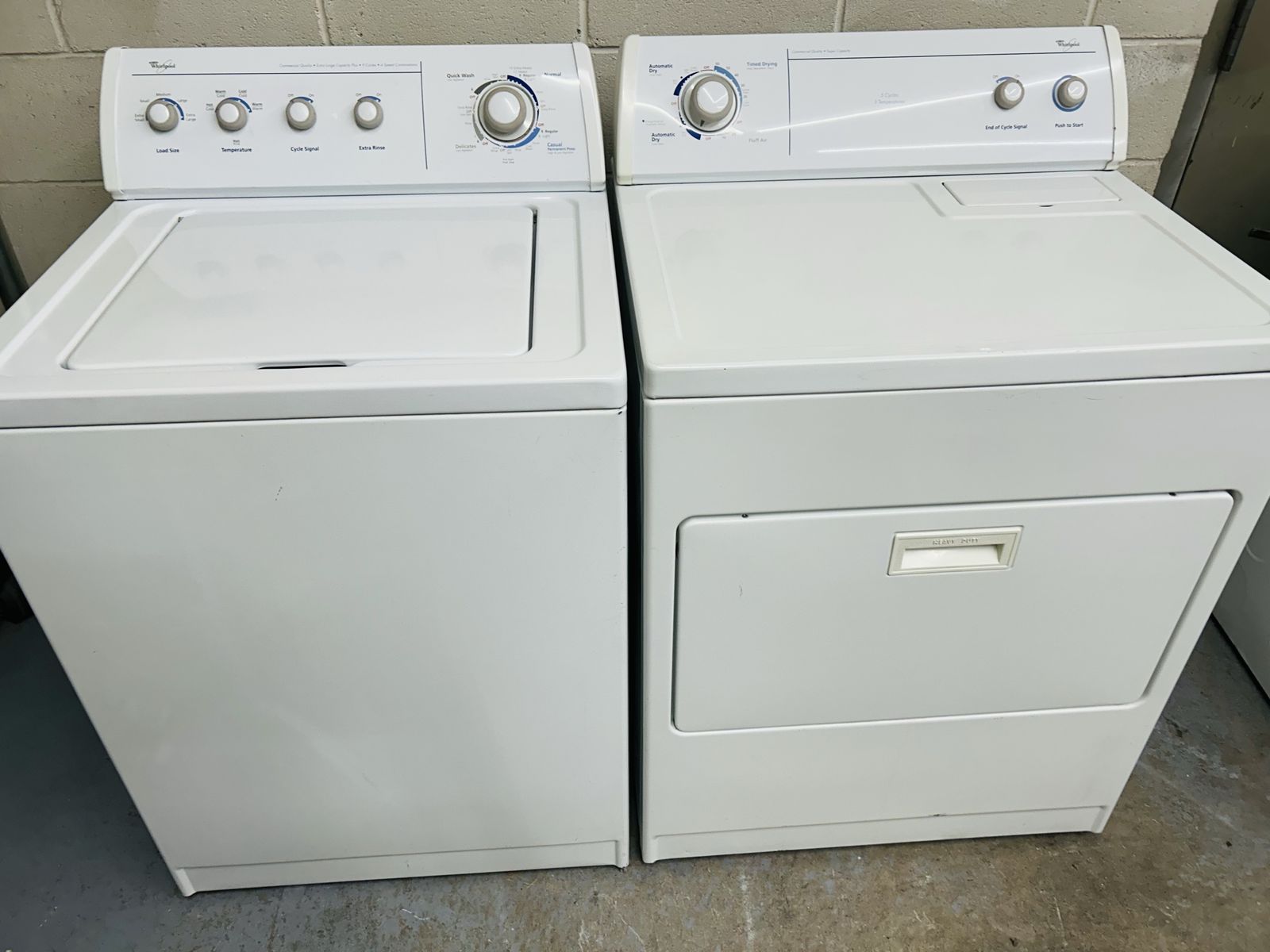 Super heavy duty whirlpool washer and dryer set 