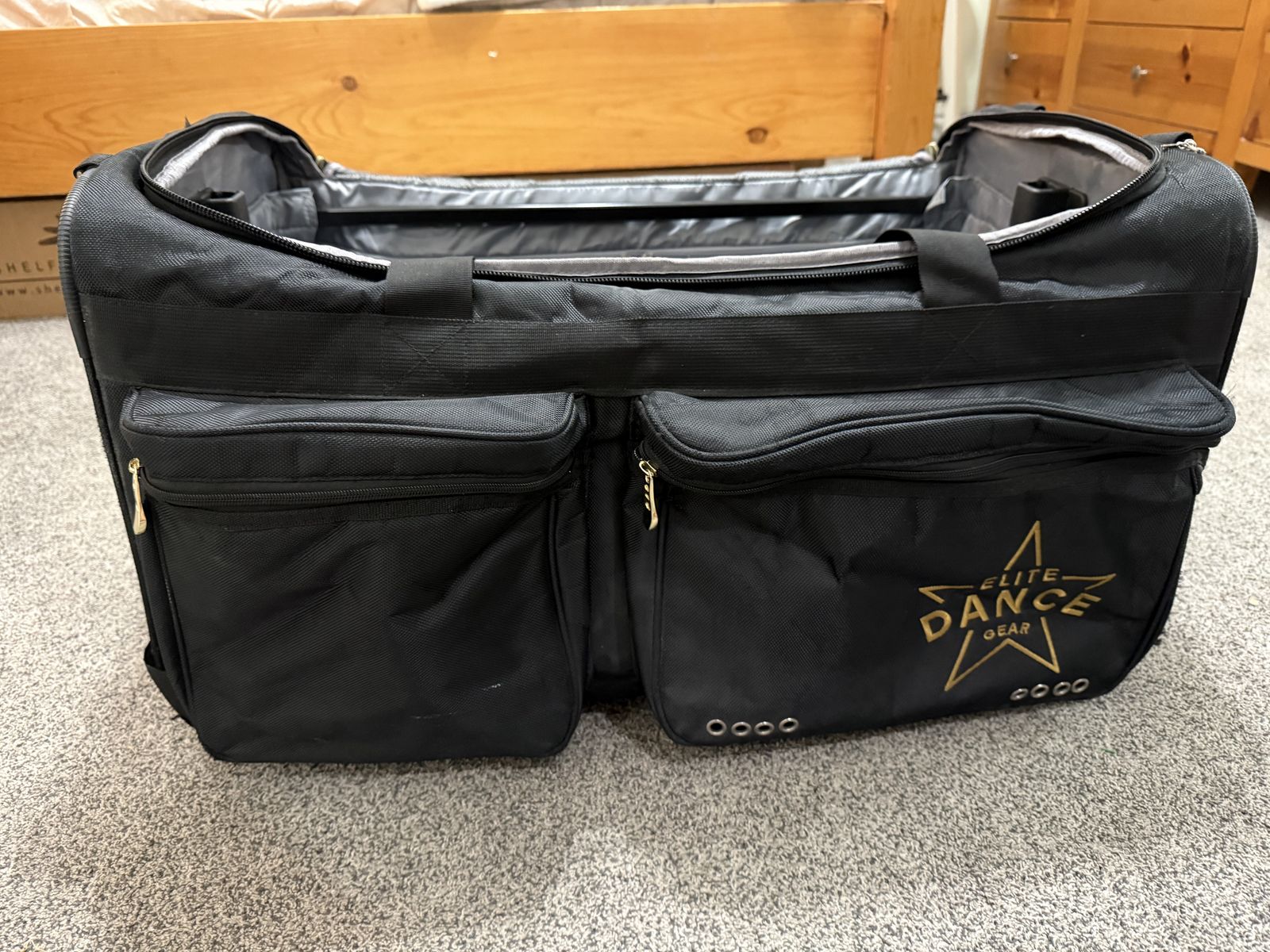 Dance bag with costume rack