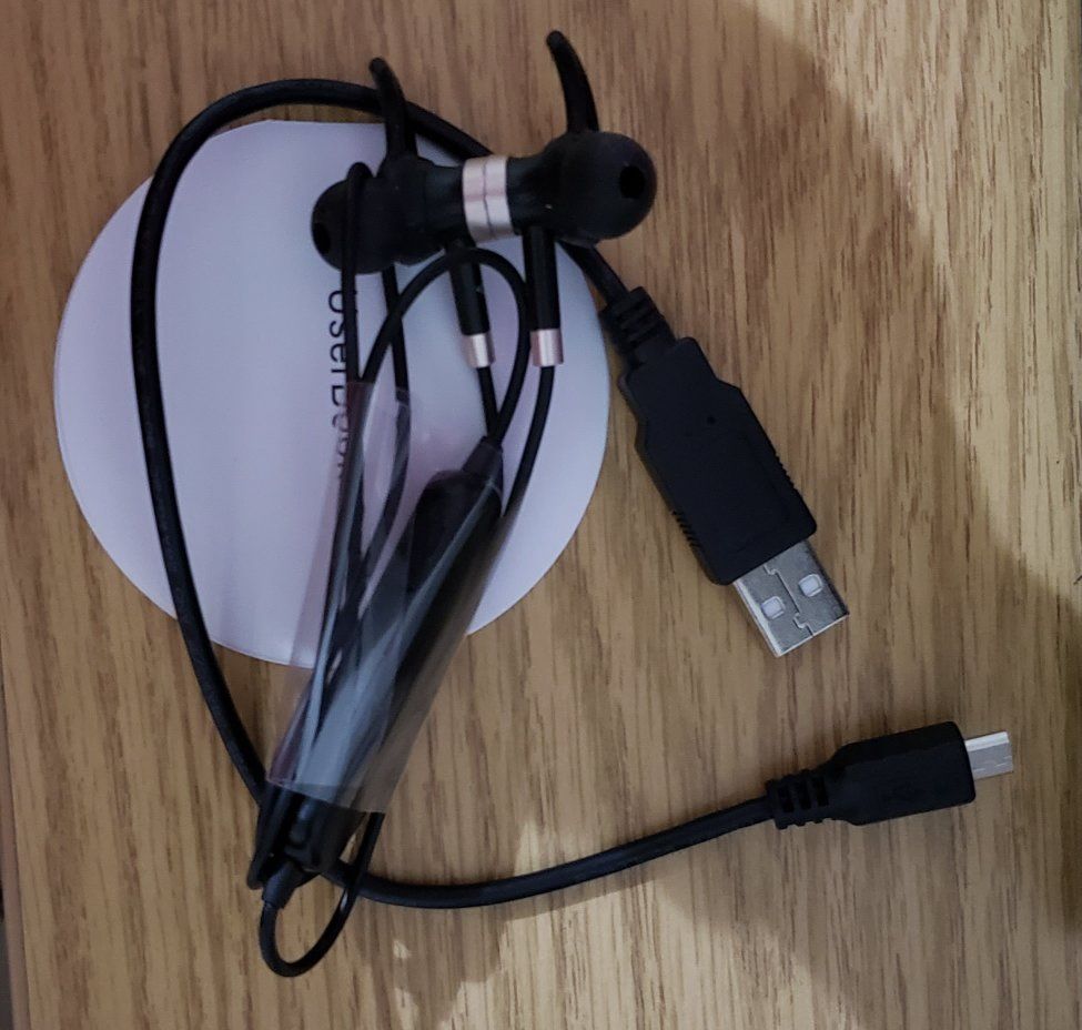 Black Wireless Bluetooth Earbuds with USB Charging Cable - In-Ear, Microphone