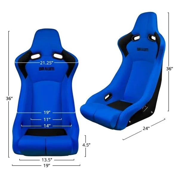 BRAUM Racing Venom-R Series Blue Cloth Fixed Back Bucket Seat Subaru WRX STi EVO Honda Civic Mazda Miata Nissan 350Z BMW