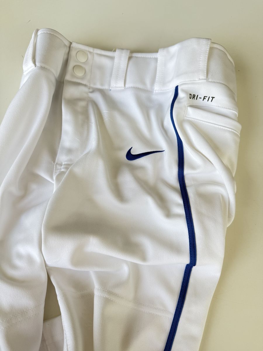 Nike Dri-FIT Baseball Pants White Blue Piping Size M kids