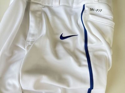 Nike Dri-FIT Baseball Pants White Blue Piping Size M kids