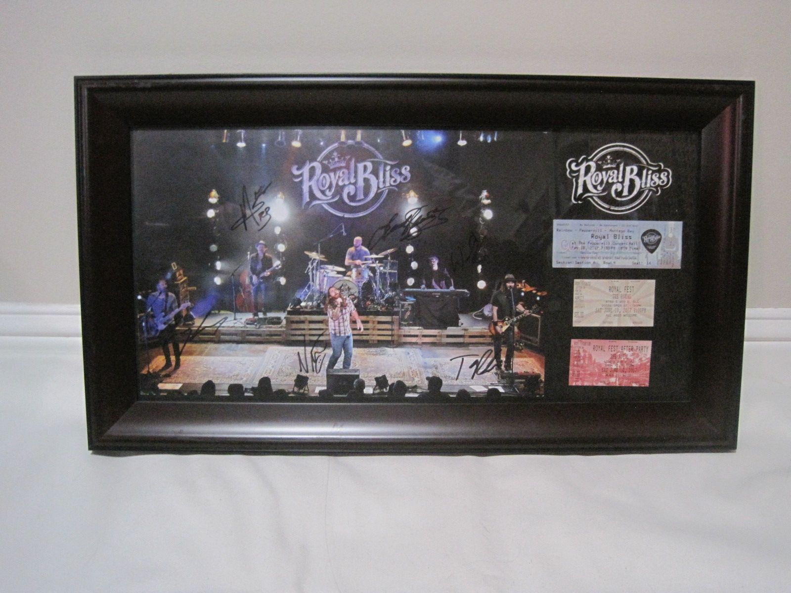 Royal Bliss Full Band SIGNED FRAMED Poster, 3 Ticket Stubs, Guitar Pick, Sticker