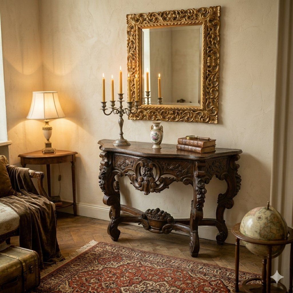 Antique Rococo Style Console Table