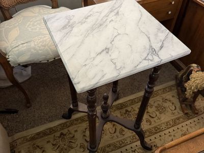 Victorian Mahogany Marble Table Plant Stand