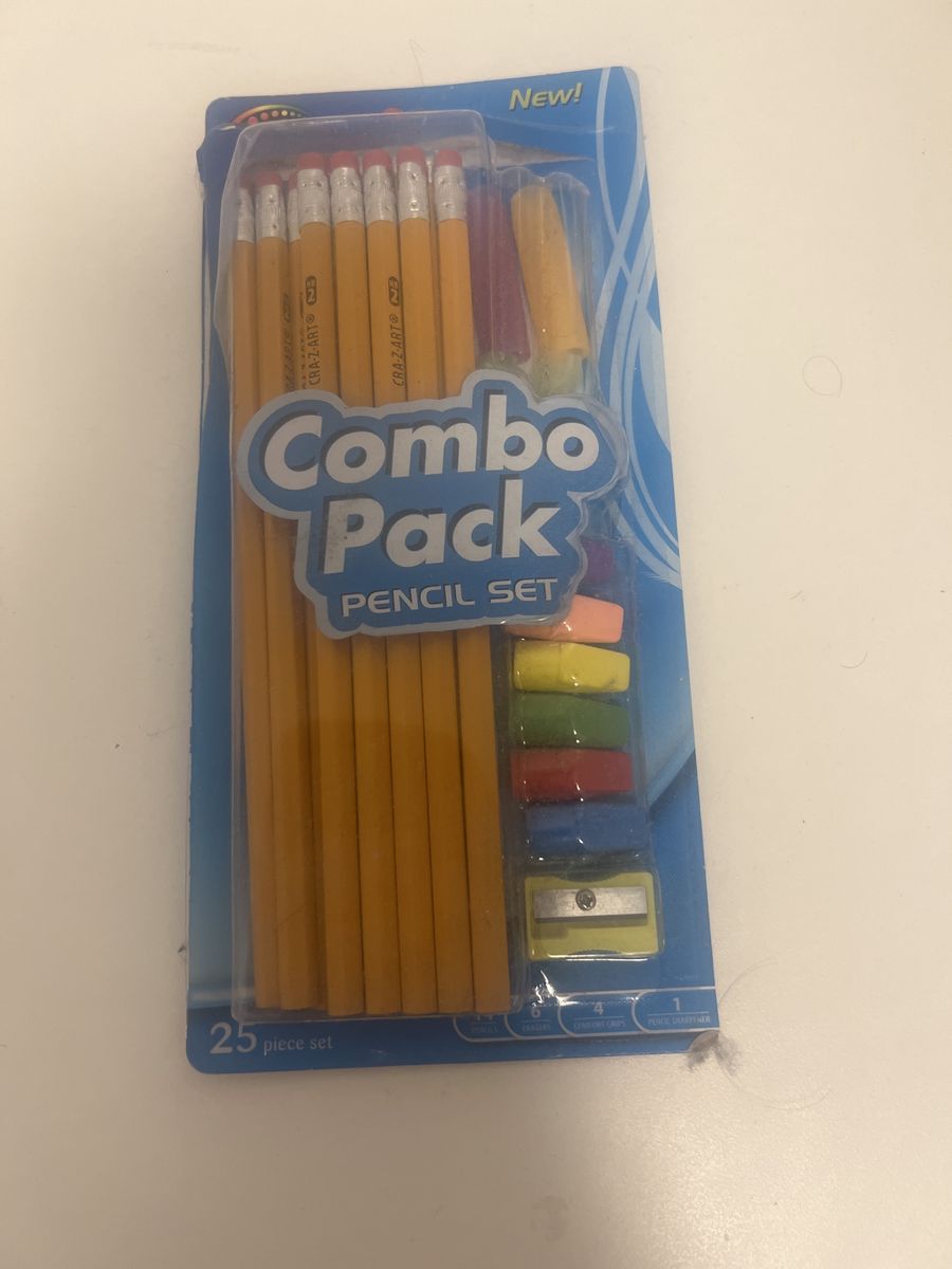 CRA-Z-ART Combo Pack 25-Piece Pencil Set with Erasers & Sharpener - New!