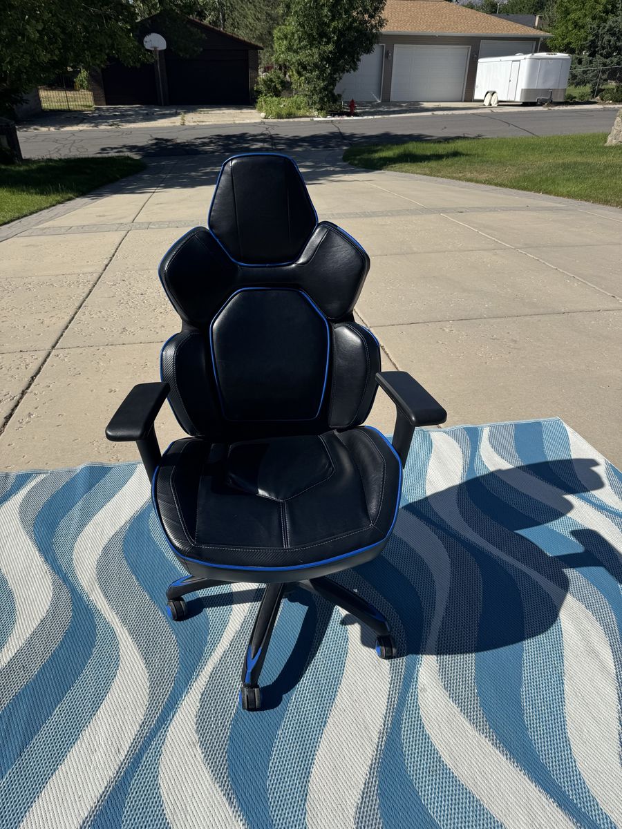 Racing Style Gaming Office Chair Black with Blue Trim