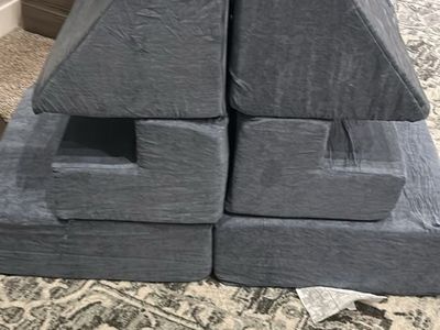 Yourigami Kids Play Set - Grey Modular Foam Blocks for Creative Play
