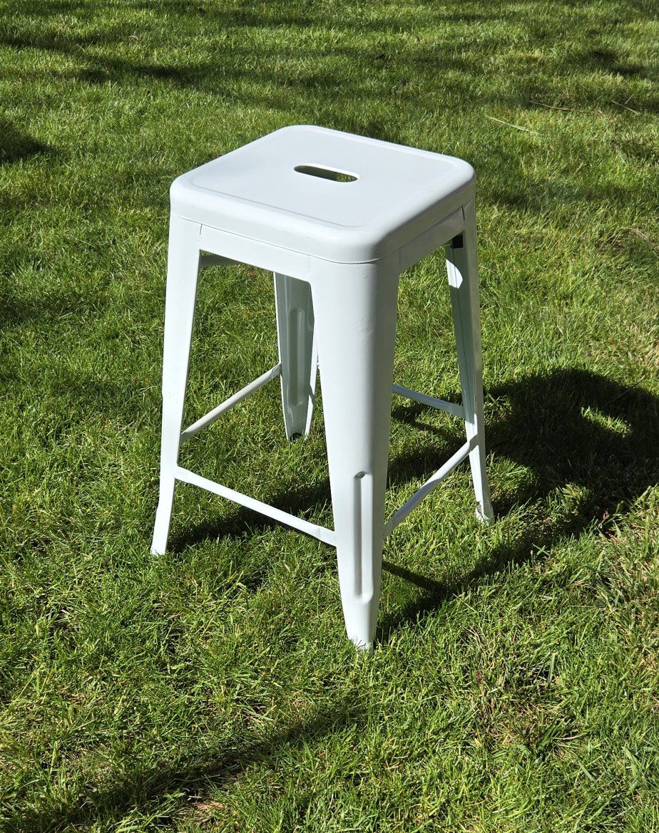 White Metal Industrial Bar Stool - Counter Height