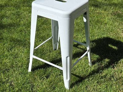 White Metal Industrial Bar Stool - Counter Height