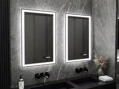 Pair of 24x32 LED Vanity Mirrors – Front/Backlit, Anti‑Fog, Dimmable, Brand New