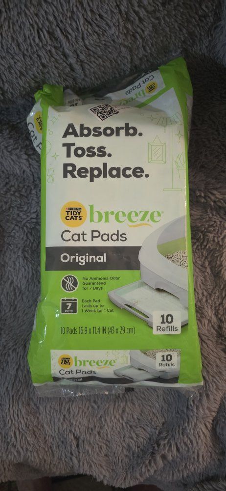 Purina Tidy Cats Breeze Original Cat Pads - 10 Refills, 16.9"x11.4", 7-Day Odor Control