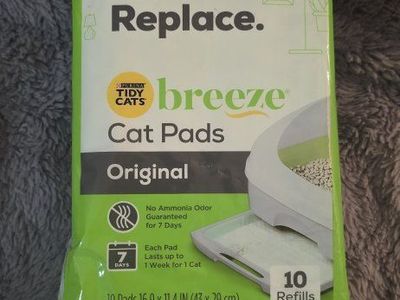 Purina Tidy Cats Breeze Original Cat Pads - 10 Refills, 16.9"x11.4", 7-Day Odor Control