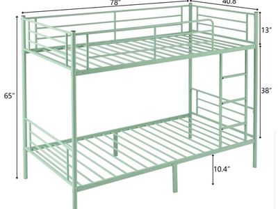 2 sets of Twin-Over-Twin Bunk Beds with Built-In Ladders