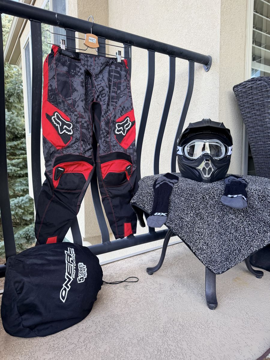 Youth Dirt Bike Gear – Fox Pants, Helmet & Goggles