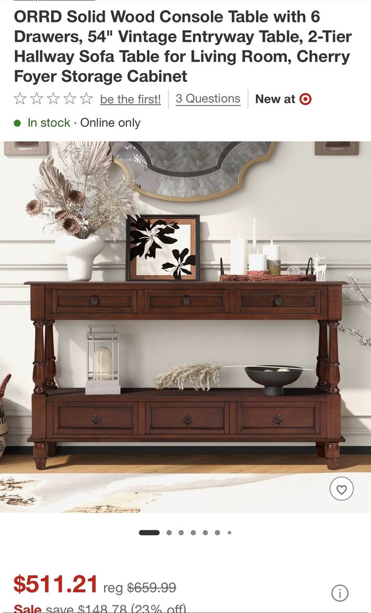 Solid Wood 54 Console Tabke