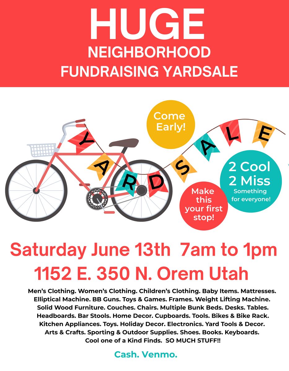 FREE ITEMS Sat. June 13th 1-3pm FROM OUR NEIGHBORHOOD FUNDRAISER YARDSALE