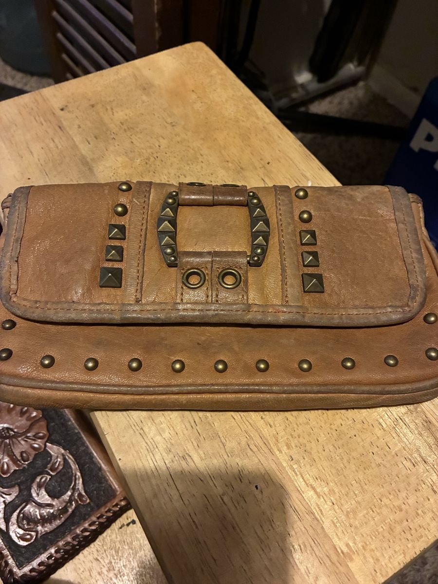 Betsey Johnson Brown Leather Studded Wallet / Clutch
