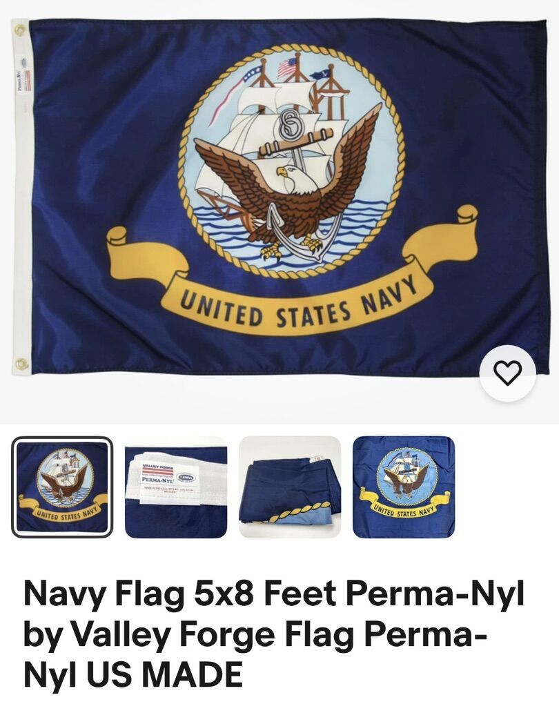 Navy Flag 5x8 Feet Perma-Nyl by Valley Forge