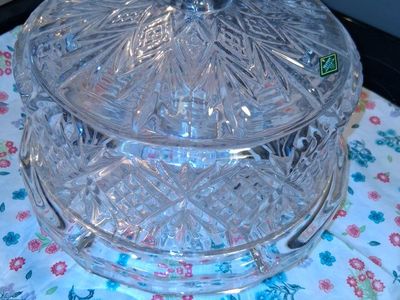 Shannon Designs of Ireland Handcrafted Lead Crystal Candy Dish Bowl with Lid