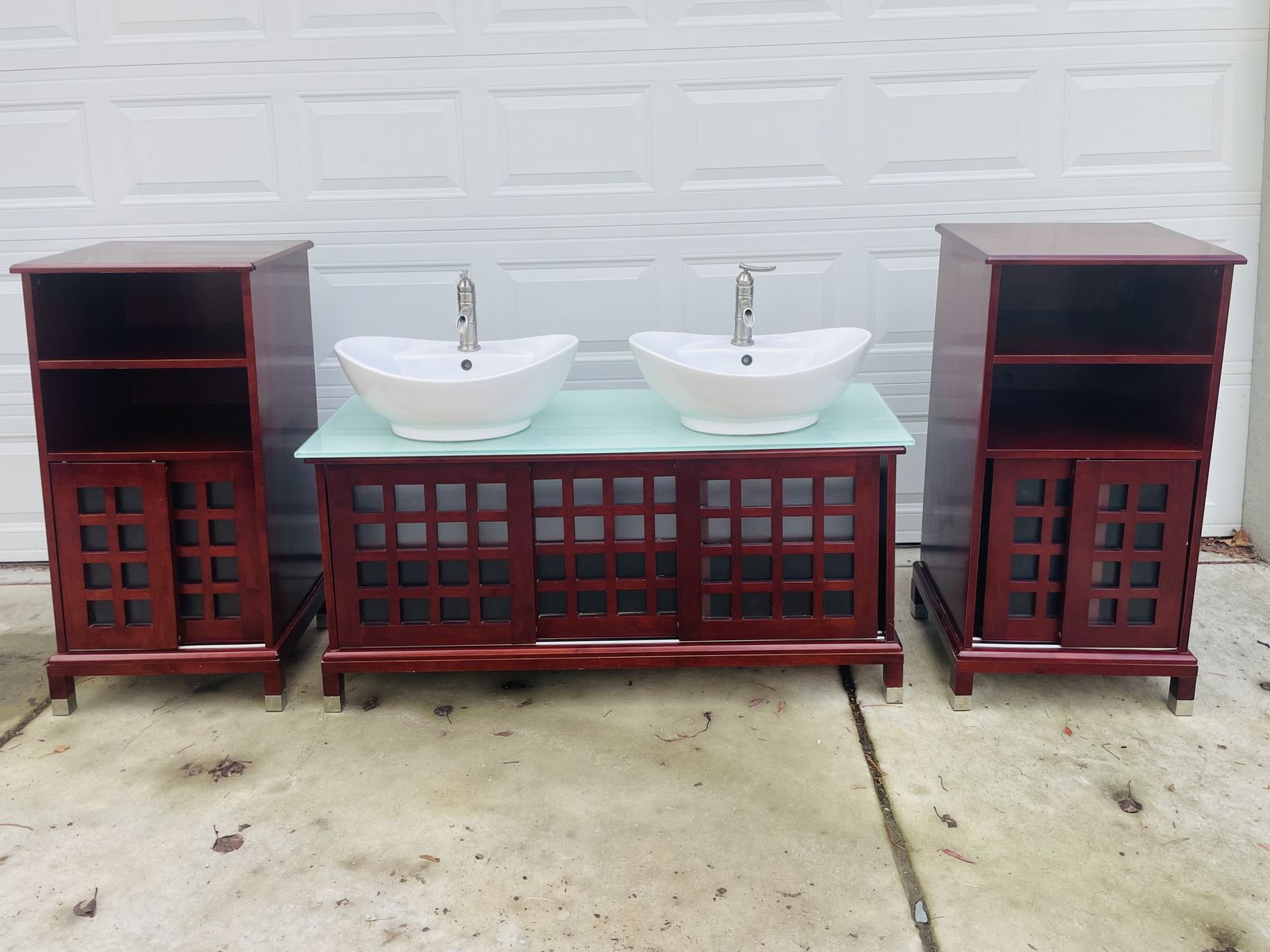 Sink, Beautiful double bathroom vanity + 2 shelves