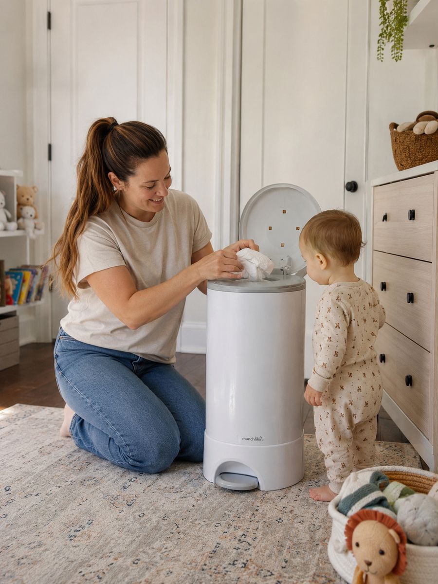 Munchkin White Diaper Pail with Step Pedal