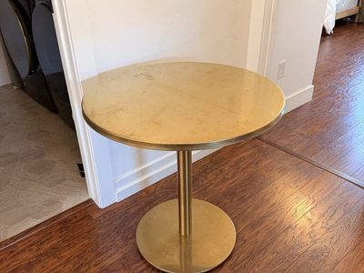 Crate & Barrel Bistro table Gold Round Metal Bar Table - Pub Height