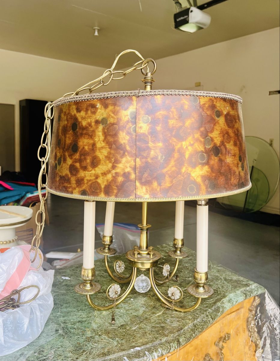 Vintage Empire Bouillote Chandelier Hanging Pendant Lamp Very Good Condition 