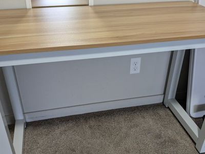 Minimalist Modern Computer Desk - White/Light Wood