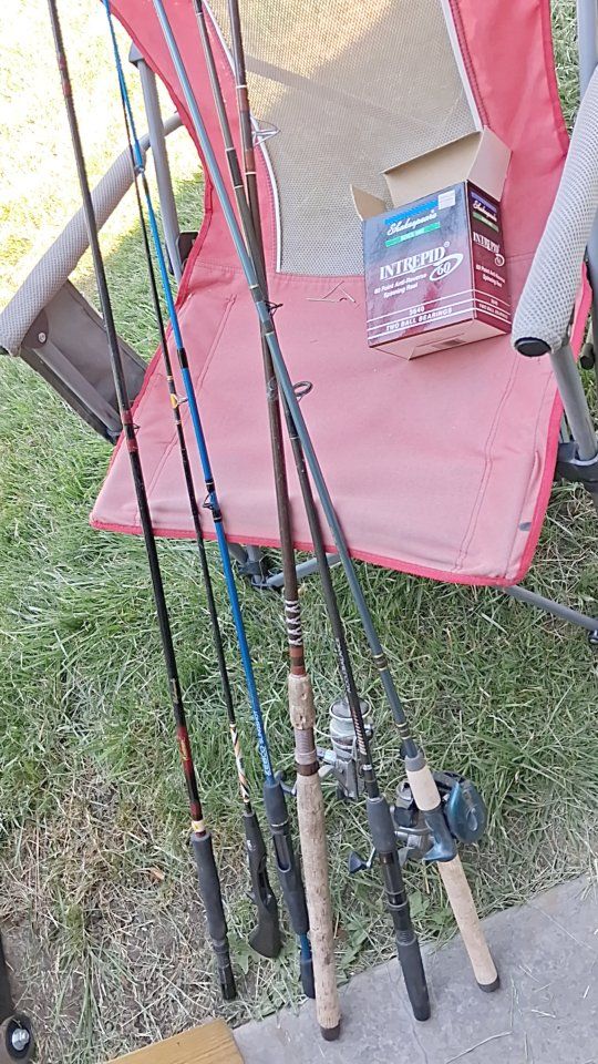 Nice Bundle new & used Fishing Rods and Reels - Shakespeare Intrepid, Shimano Miz, Fenwick Fenglass, and More