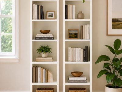 Tall White Bookcases / Bookshelves – Like New