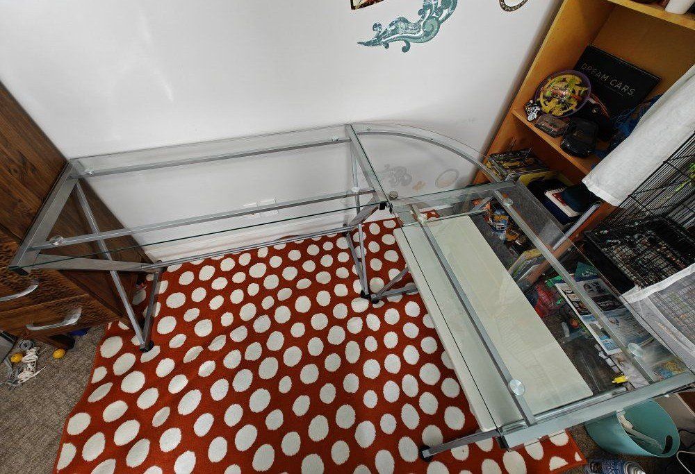 Glass L-Shaped Desk