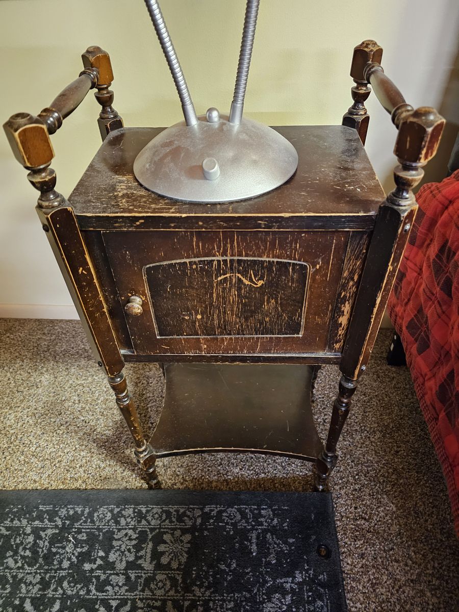 Antique Copper-Lined Humidor Smoking Cabinet Stand – 1930s Vintage