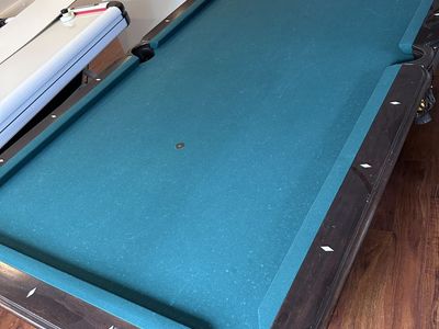 Thomas Aaron Billiard Pool Table with Green Felt and Dark Wood Finish - Used