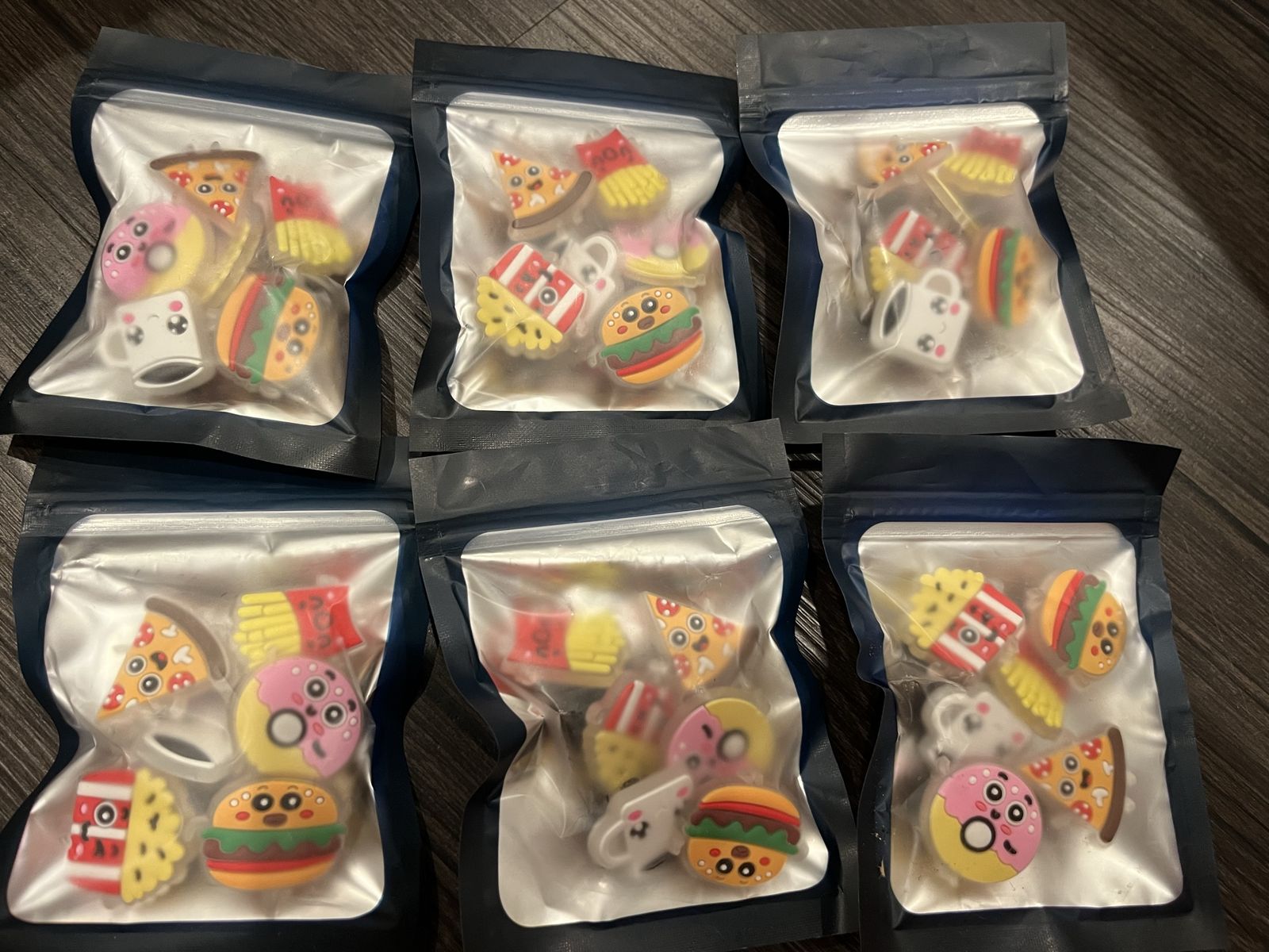 Cute Fast Food & Donut Croc Shoe Charms - Set of 6 Packs, Kawaii Design, Jibbitz Style, Light Up