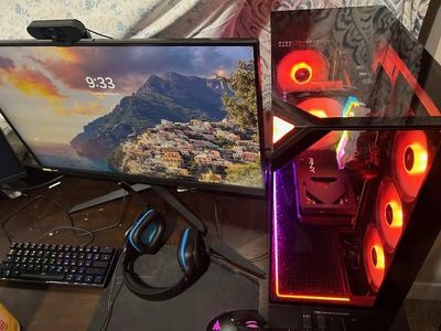 desktop pc and monitor and keyboard and mouse