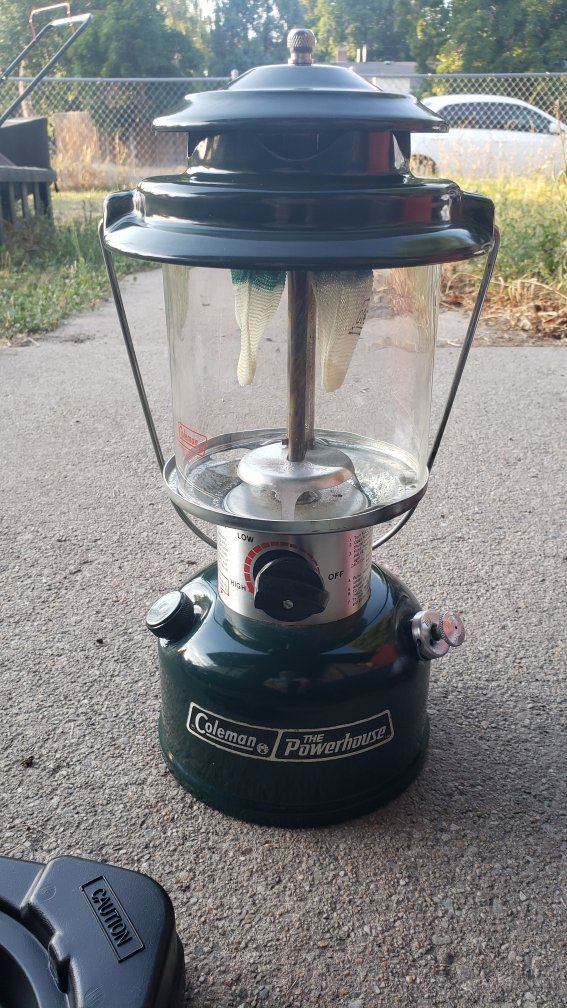 Vintage Coleman Powerhouse Lantern 290A700, Dated 1988, with Red Coleman Case