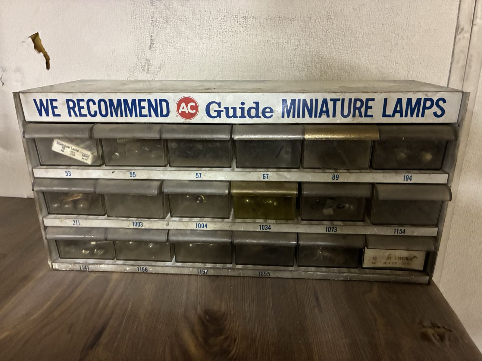 Vintage AC Guide Miniature Lamp 18 drawer metal storage Cabinet Man Cave #1