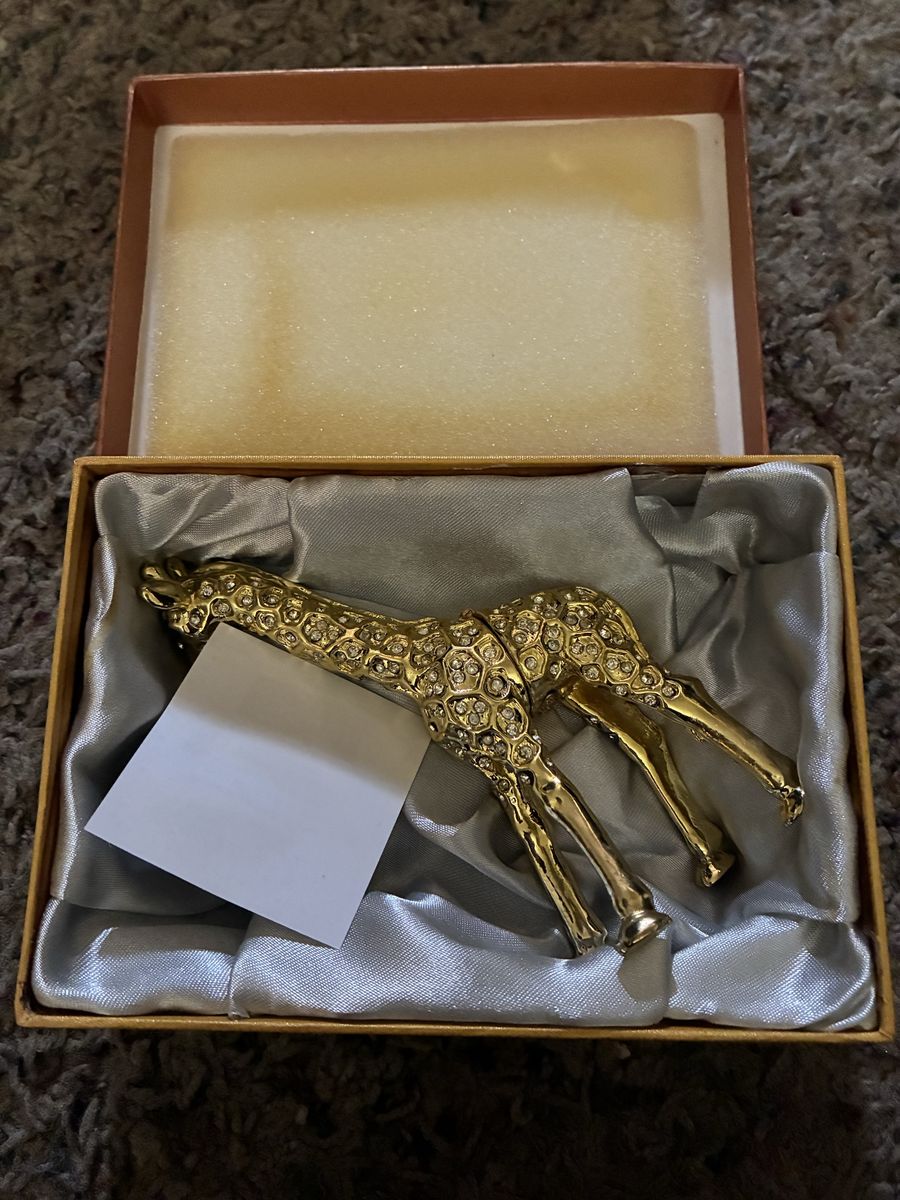 Cristiani Collezioni Gold Tone Rhinestone Giraffe Trinket Box