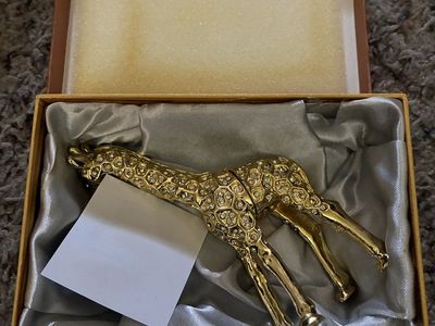 Cristiani Collezioni Gold Tone Rhinestone Giraffe Trinket Box