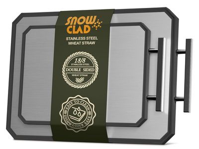 New in package- 2 Pack Set - SNOWCLAD Stainless Steel Cutting Board, Double Sided Steel Cutting Board Set for kitchen