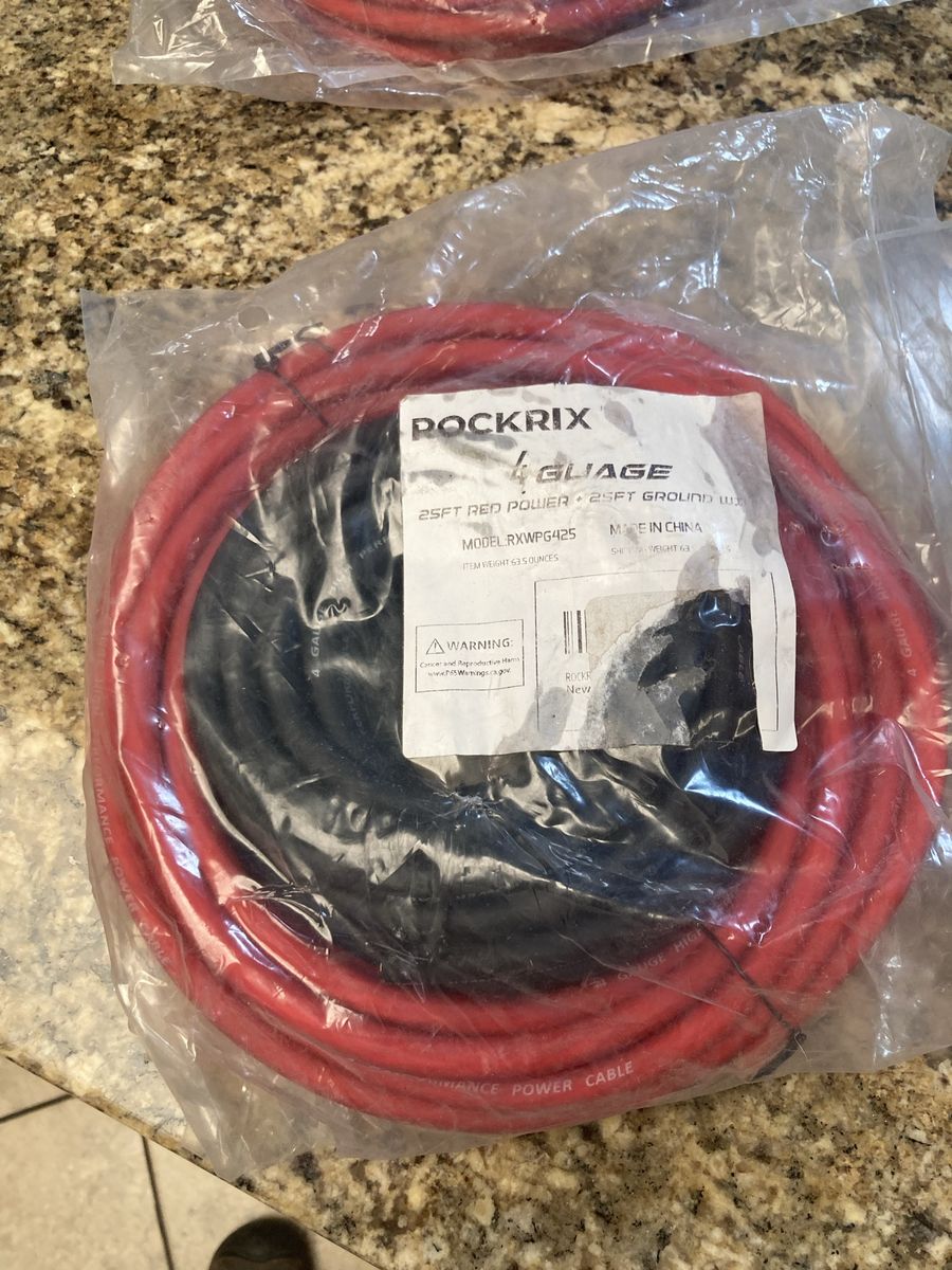 Rockrix 4 gauge 25ft red/25ft black power wire